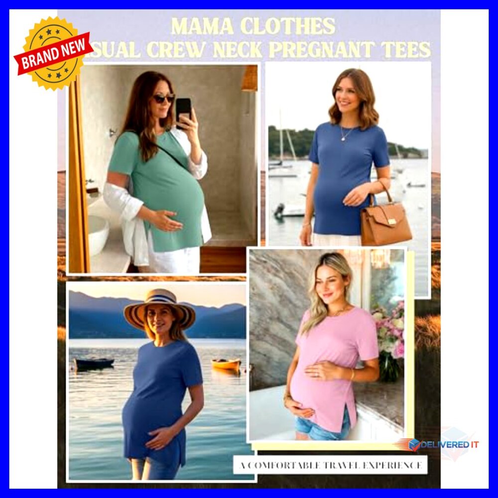 3 Pack Maternity T-Shirts Side Split Pregnancy To… - image 4